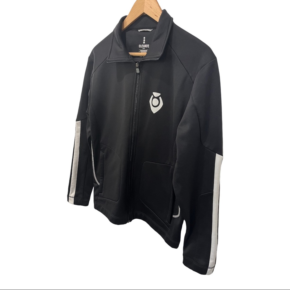 ELEVATE SPORT MENS BLACK AND WHITE FULL ZIPPER ATHLETIC JACKET